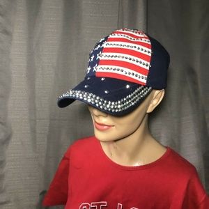 Ladies’ Sequined US Flag Patriotic Ball Cap